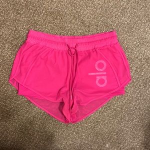 Alo Yoga neon pink shorts